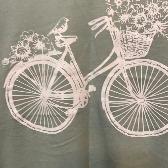 Bicycle graphic tee. Sage green S short-sleeve. - Picture 3 of 3